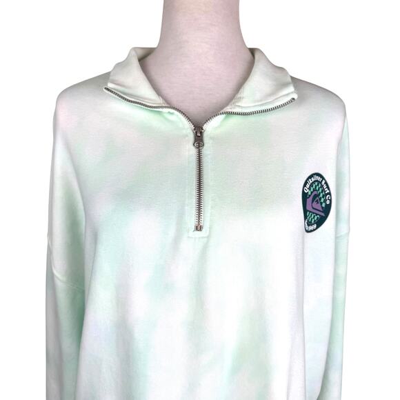Quicksilver NWT Tie Dye Long Sleeve Logo Collared Quarter Zip Cropped Pullover - Picture 2 of 13